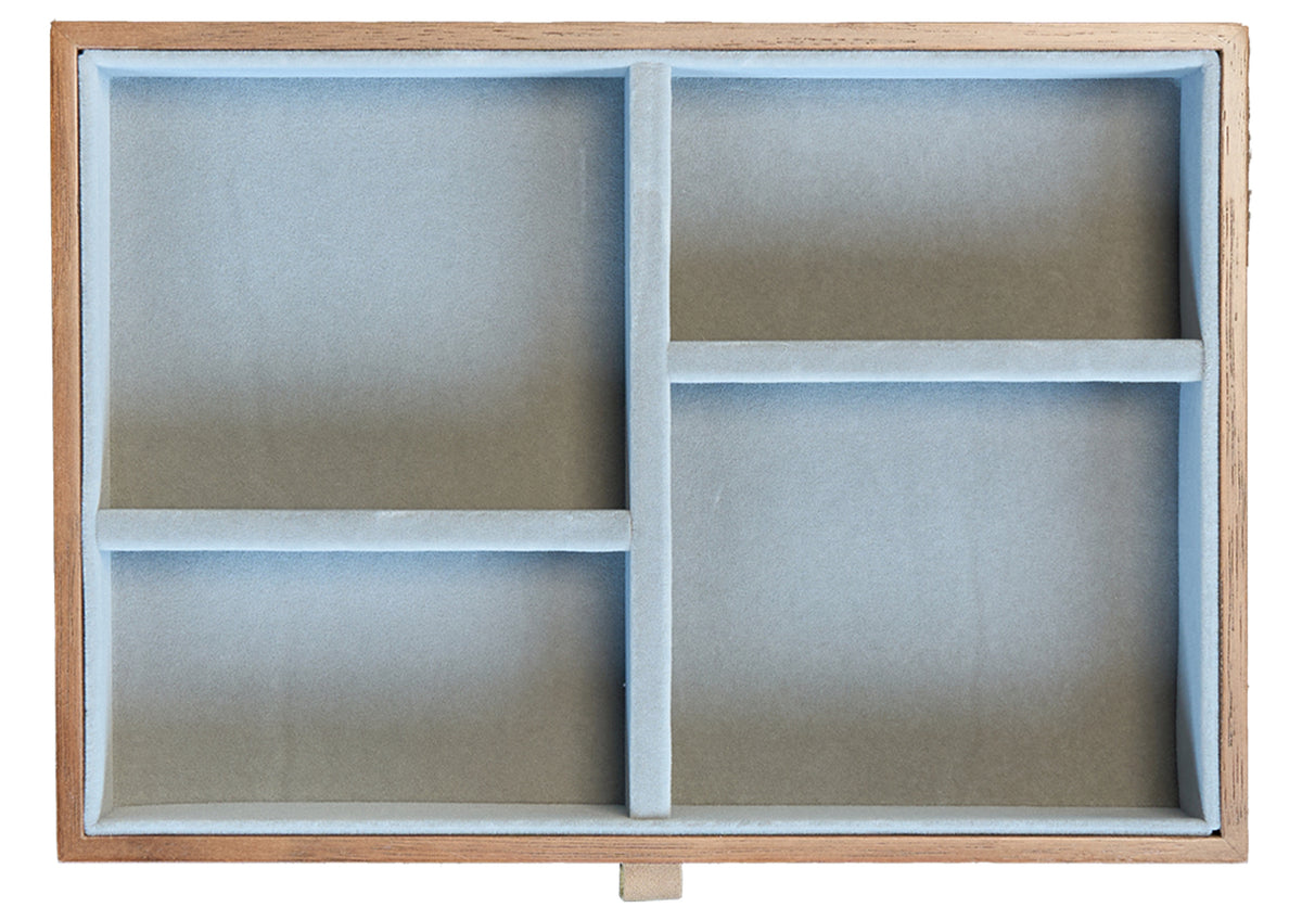 Lockable Walnut Jewelry Cabinet with 5 Drawers & Double Doors 4