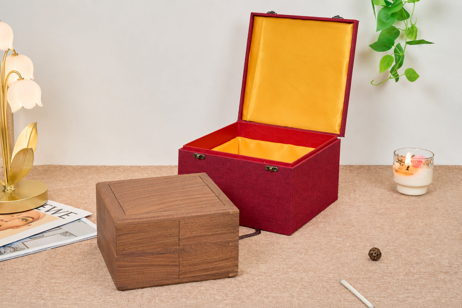 4-Drawer Walnut Jewelry Box with Ring, Watch & Earring Trays 17