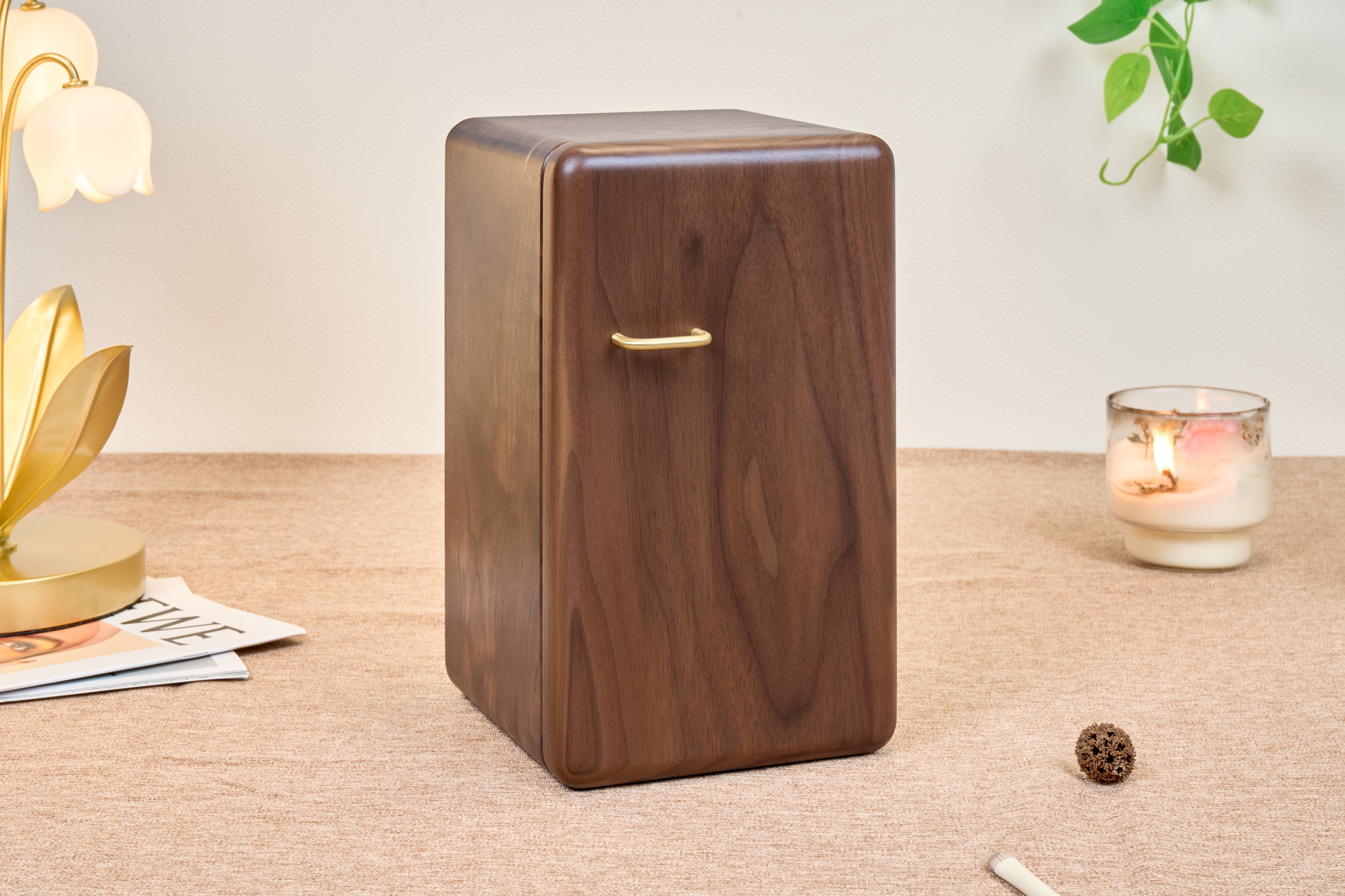 6-Drawer Vertical Walnut Jewelry Cabinet with Brass Handle 3