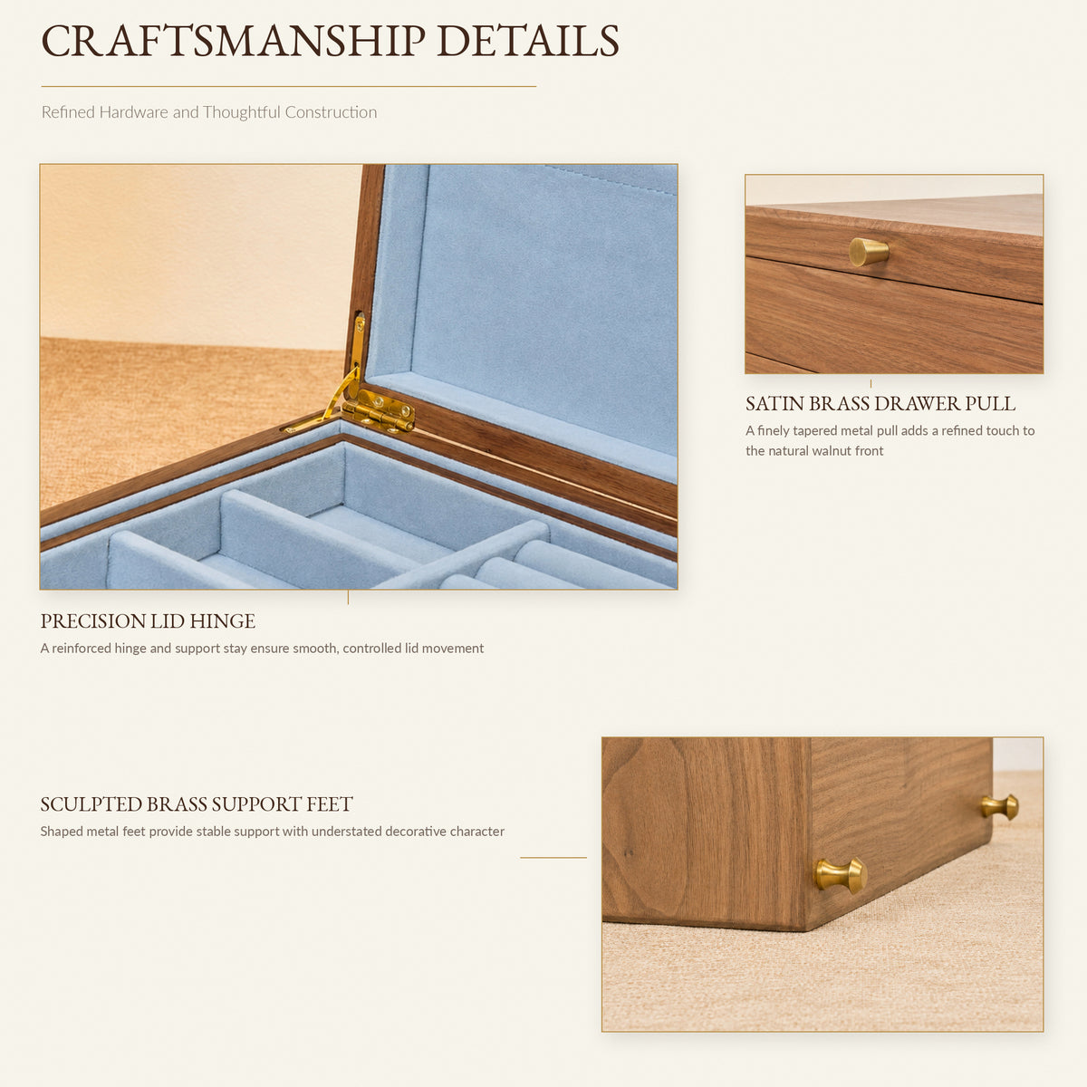 Walnut Jewelry Box with 2 Drawers & Removable Tray 22
