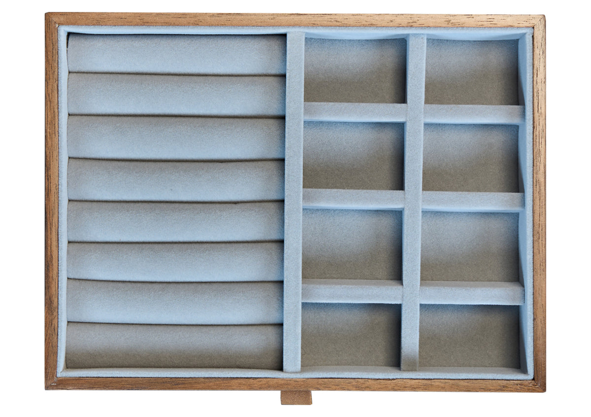 Lockable Walnut Jewelry Cabinet with 5 Drawers & Double Doors 8