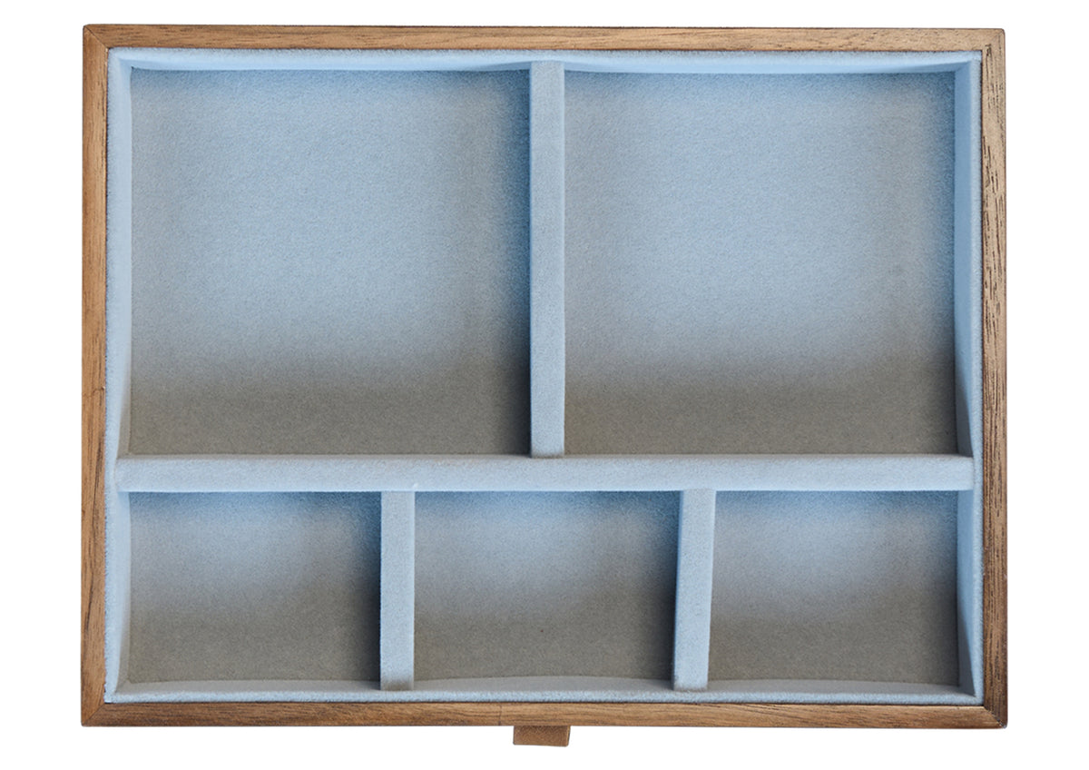 Lockable Walnut Jewelry Cabinet with 5 Drawers & Double Doors 9
