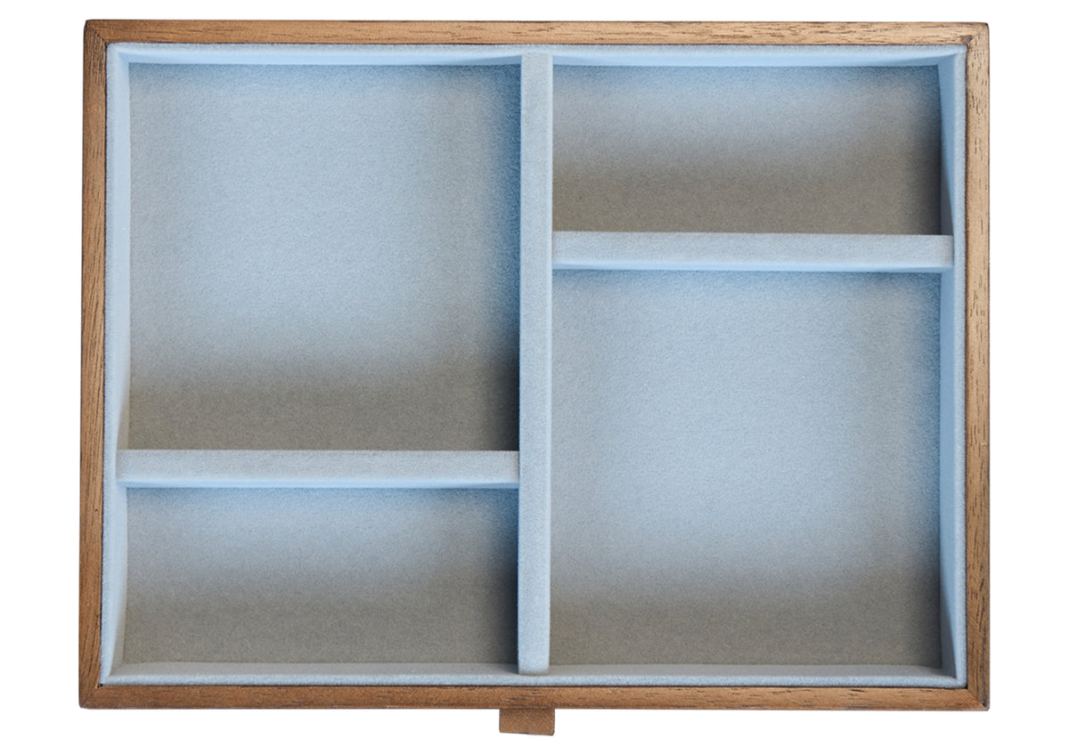 Lockable Walnut Jewelry Cabinet with 5 Drawers & Double Doors 10