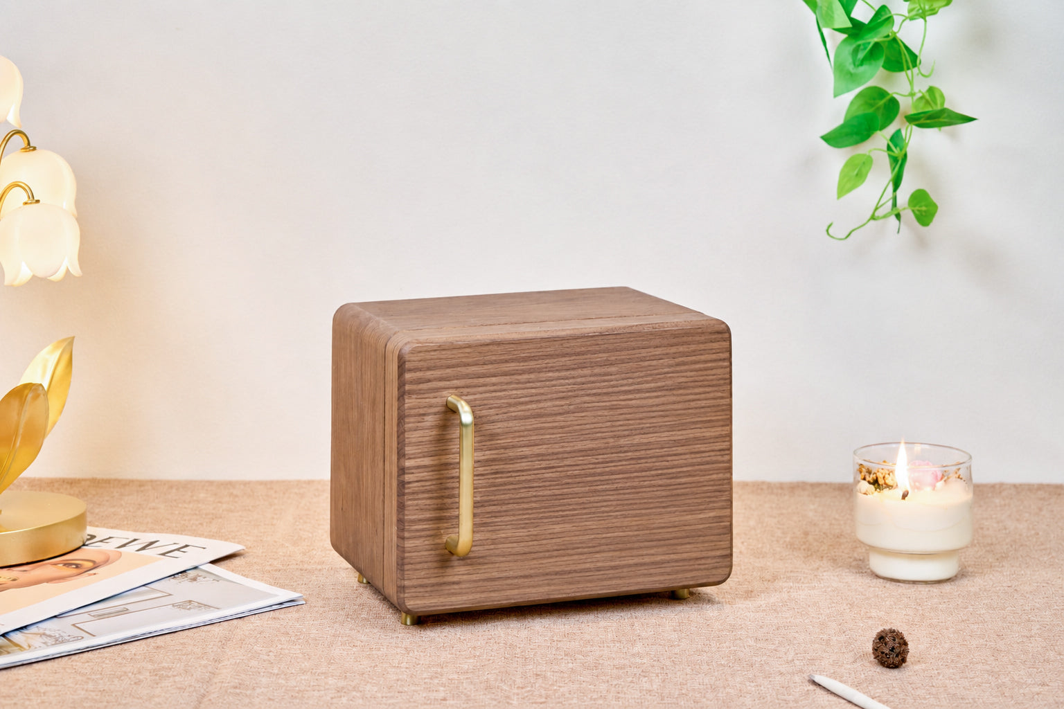 Personalized Walnut Jewelry Cabinet with 4 Drawers & Hooks 3