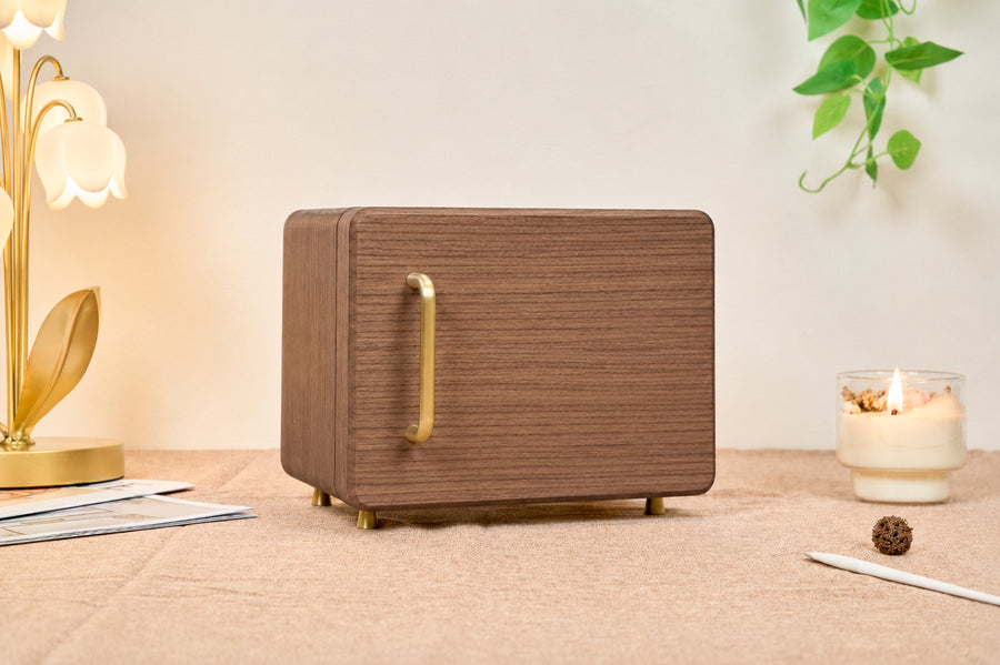 Personalized Walnut Jewelry Cabinet with 4 Drawers & Hooks 4