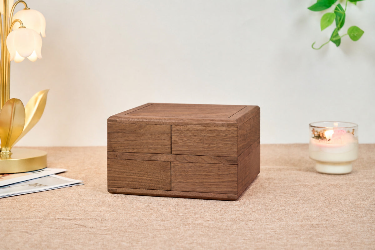4-Drawer Walnut Jewelry Box with Ring, Watch & Earring Trays 2
