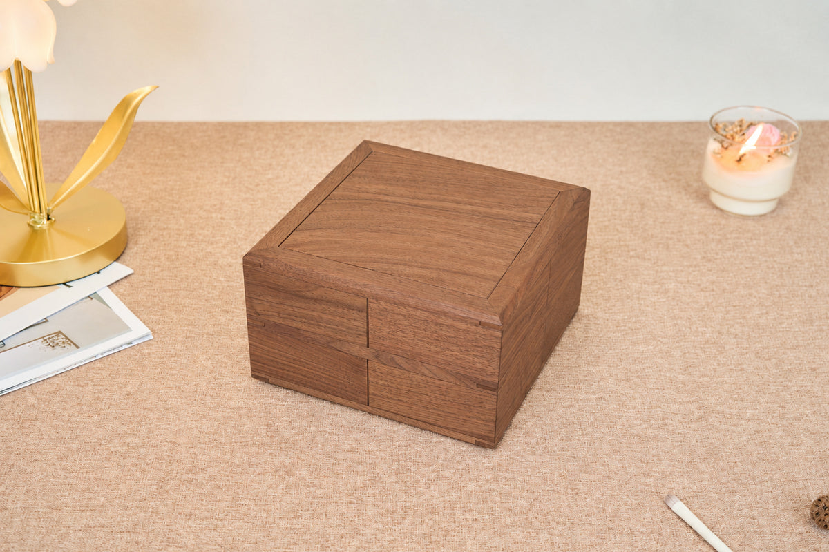 4-Drawer Walnut Jewelry Box with Ring, Watch & Earring Trays 5