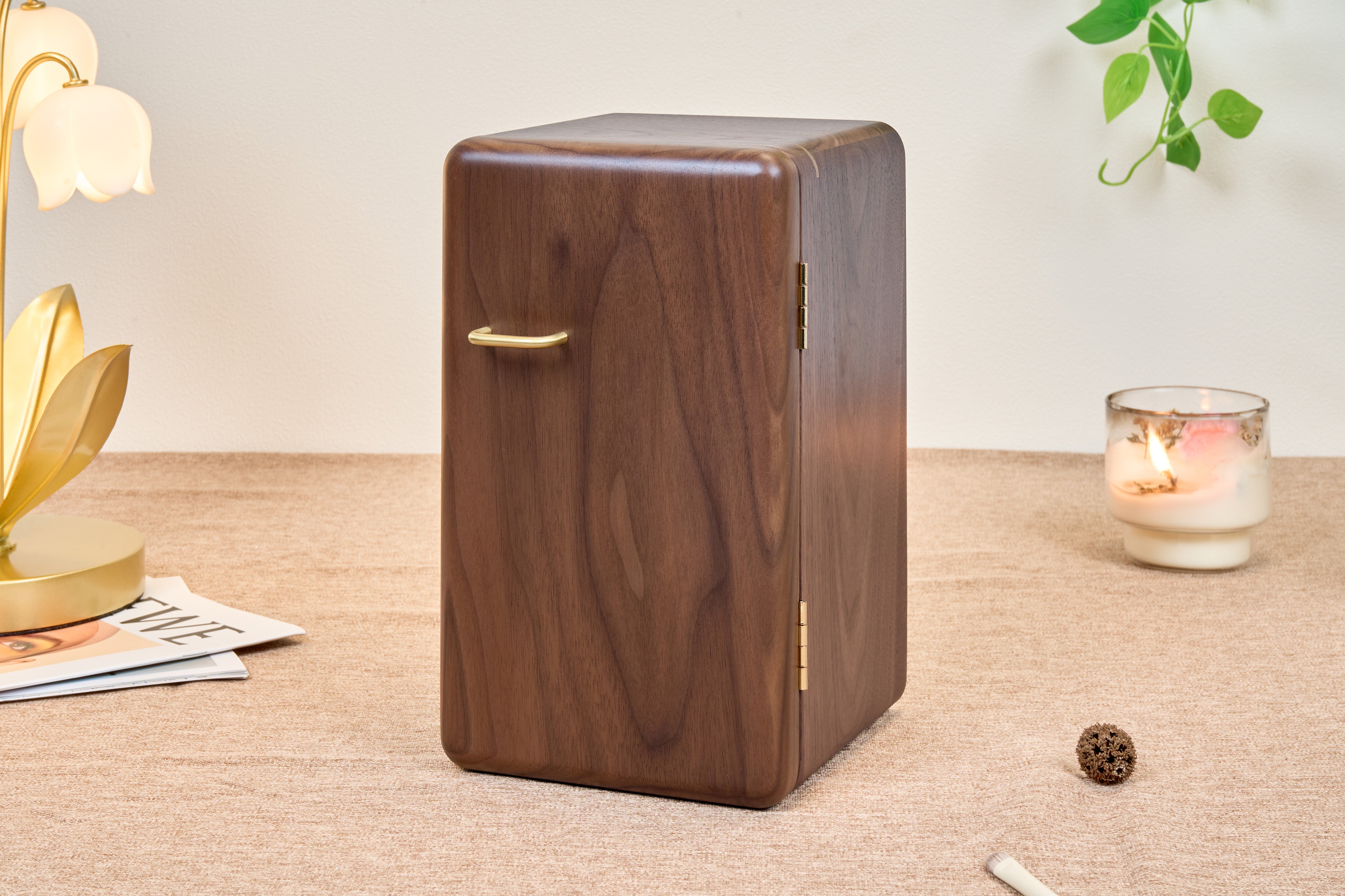 6-Drawer Vertical Walnut Jewelry Cabinet with Brass Handle 2