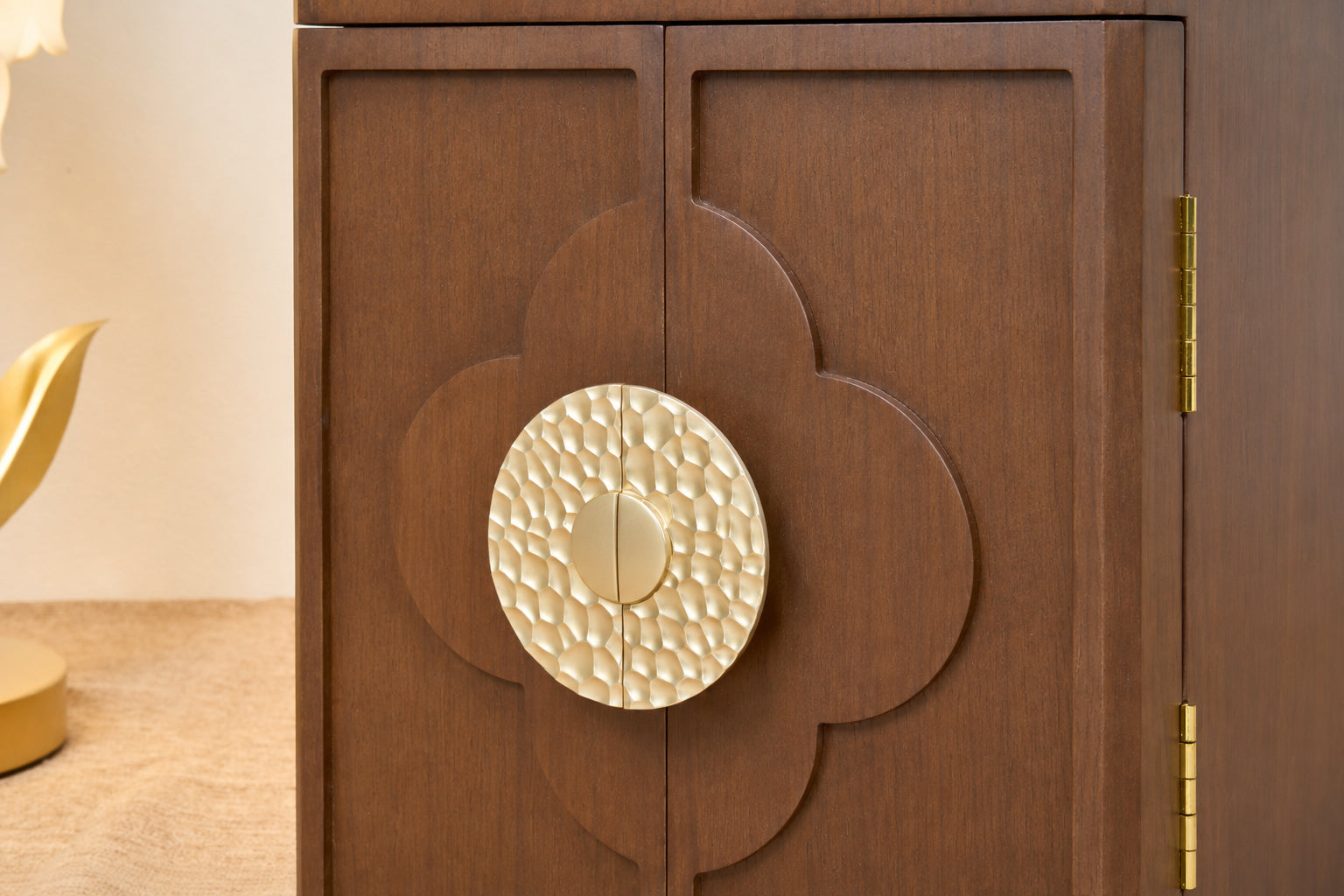 Lockable Walnut Jewelry Cabinet with 5 Drawers & Double Doors 29