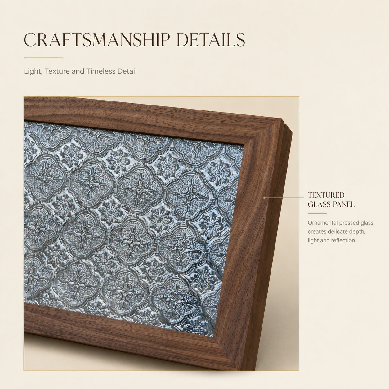 Walnut Jewelry Box with Ornamental Pressed-Glass Lid 11