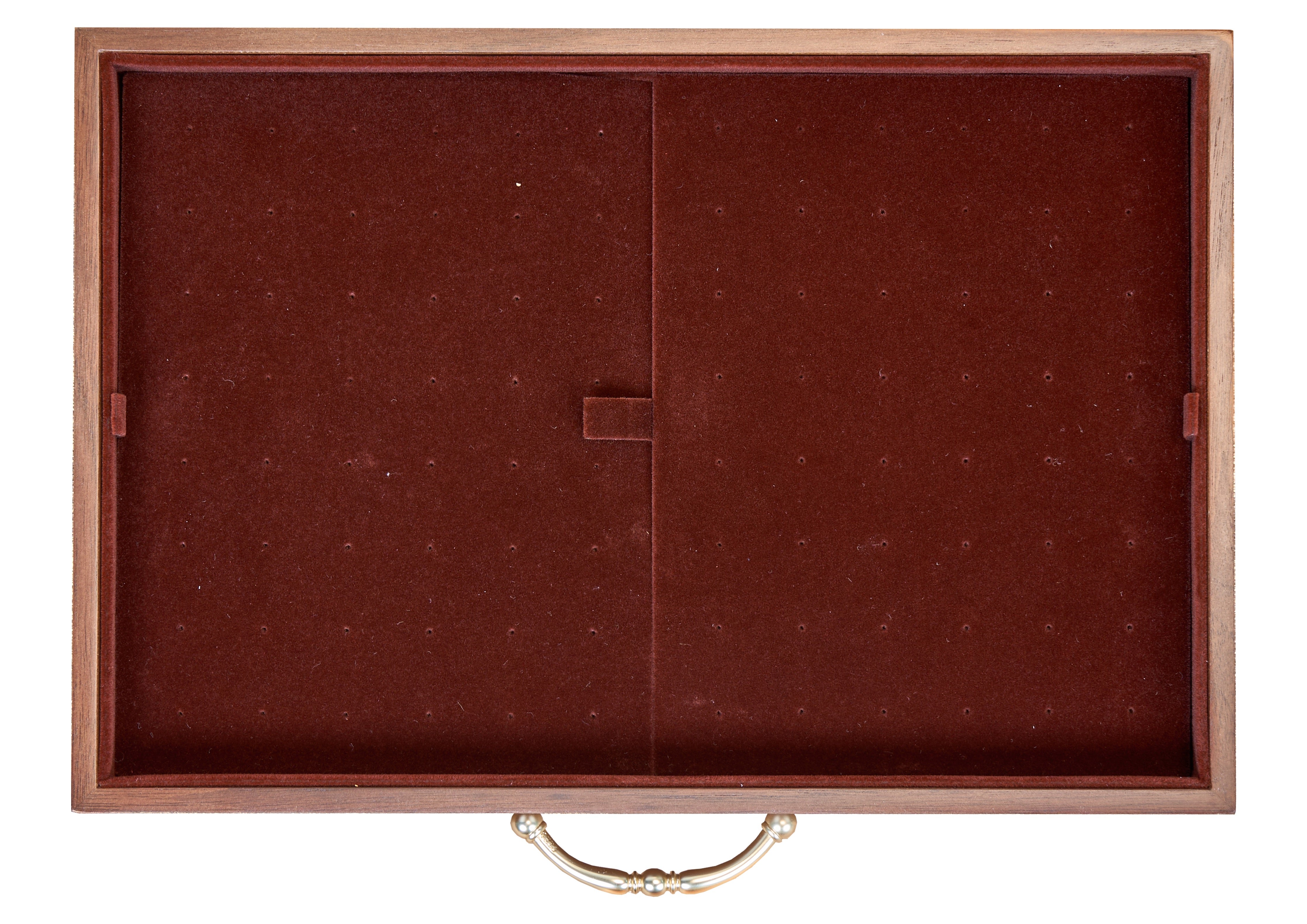6-Drawer Walnut Jewelry Cabinet with Decorative Glass Top 22