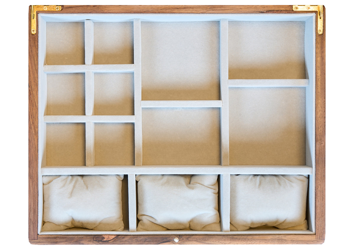 Walnut Jewelry Box with 2 Drawers & Removable Tray 21