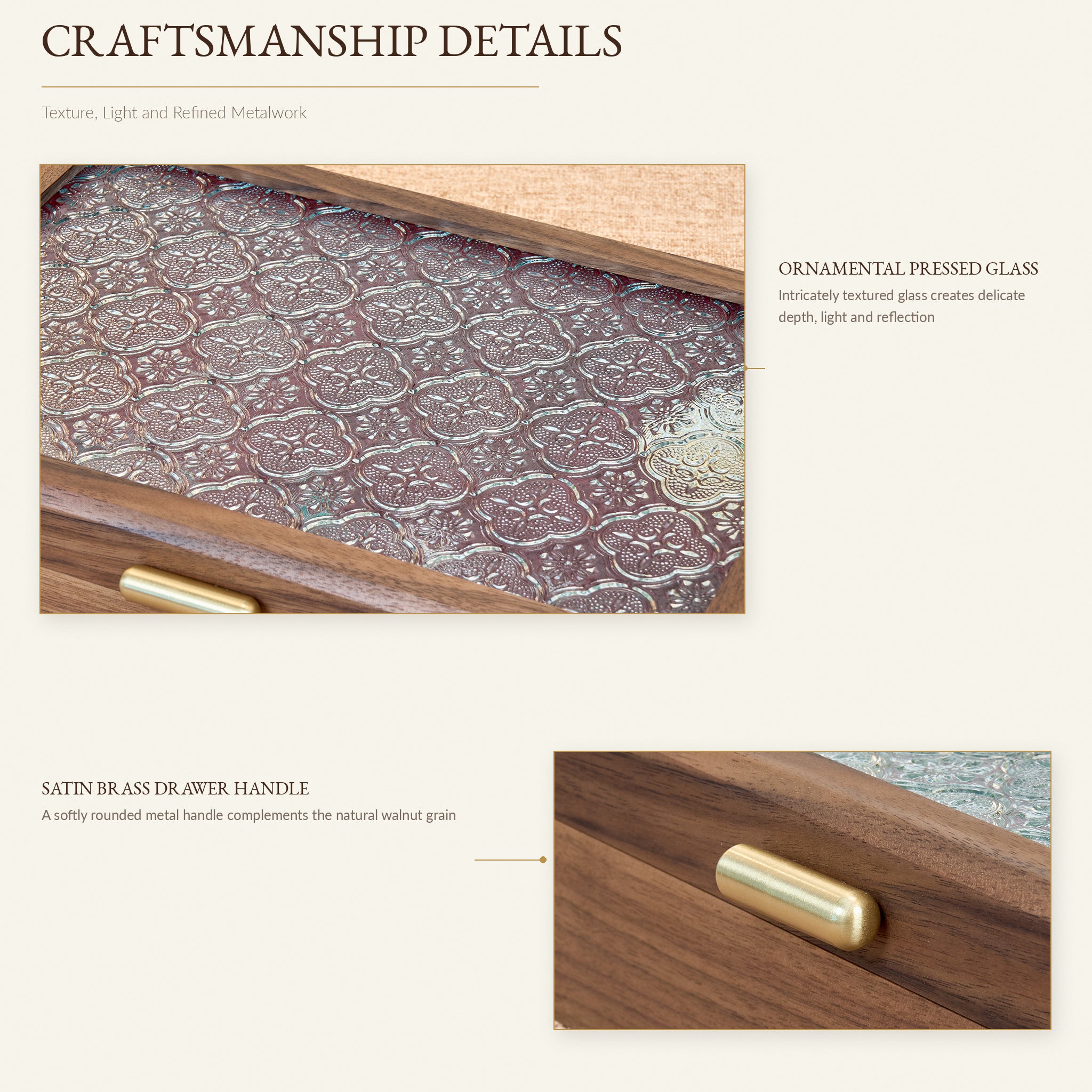Ornamental Glass Walnut Jewelry Box with Hidden Compartment 15