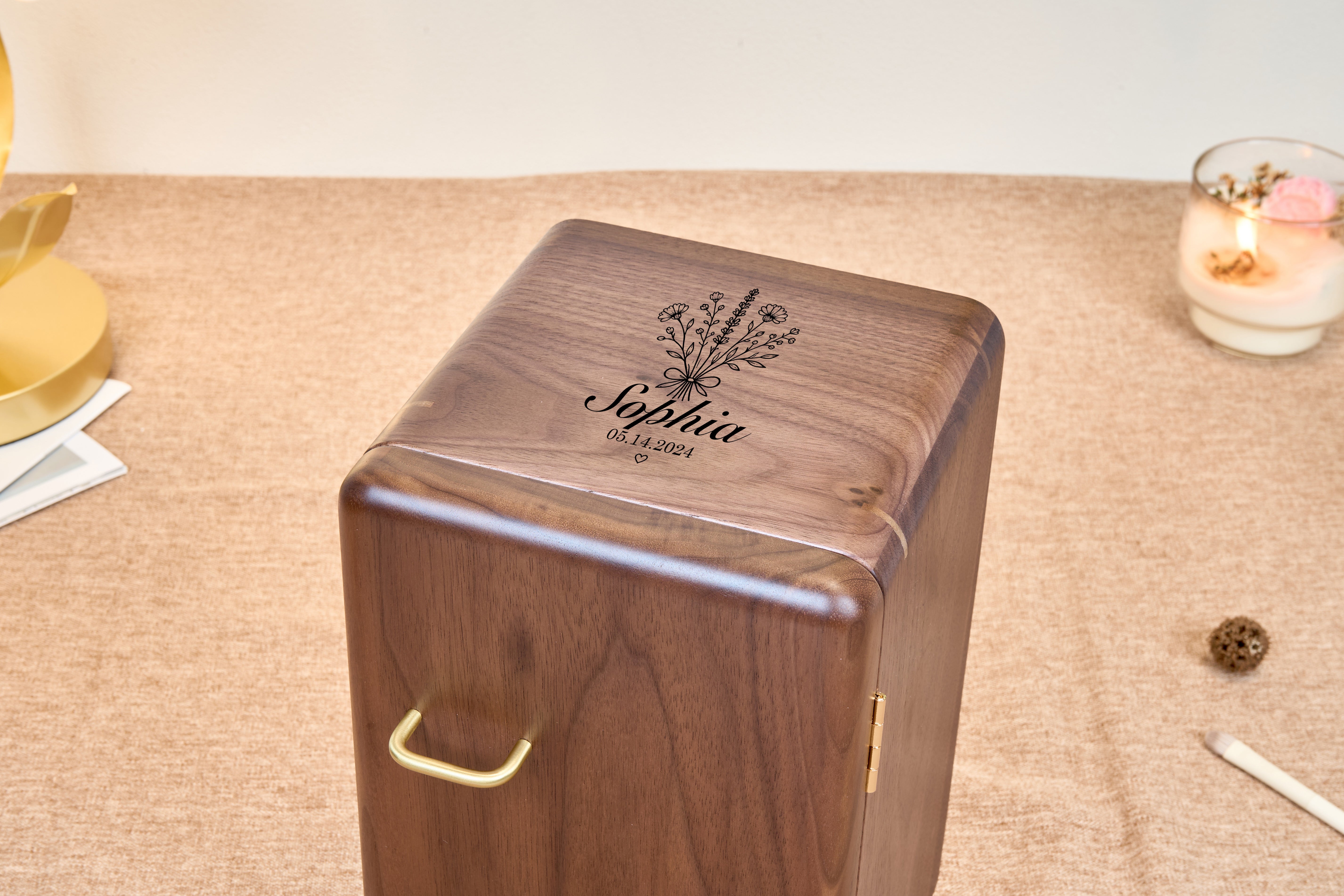 Personalized engraving on walnut