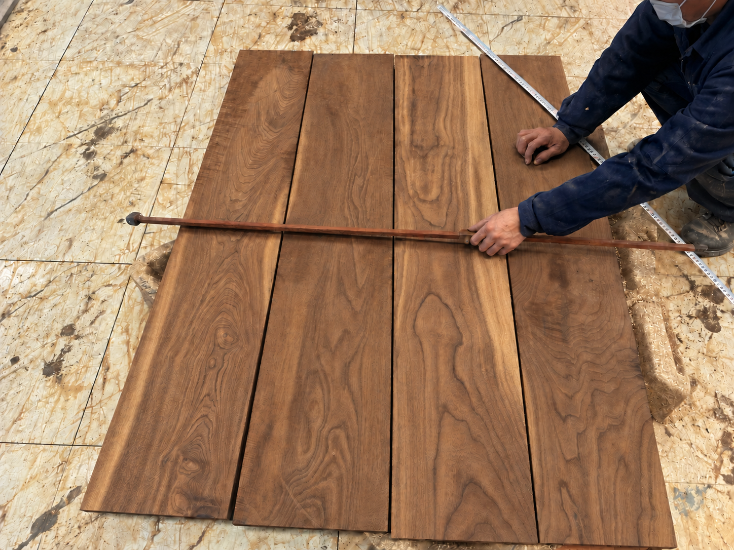 Measuring walnut pieces