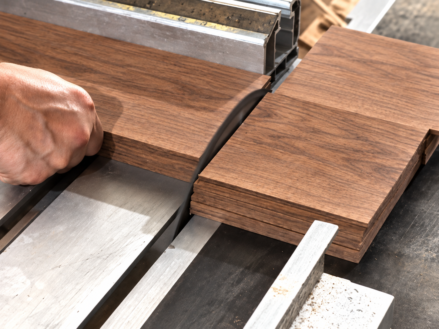 Preparing walnut pieces for assembly